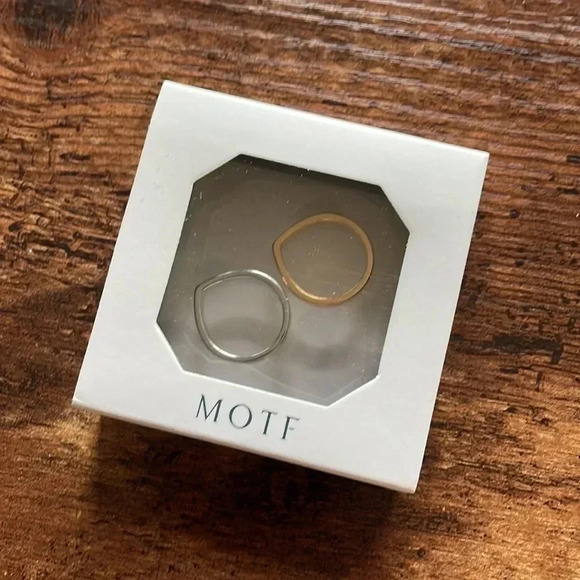 NEW ✨ MOTF 2 Piece Gold and Silver Ring Set with Crystal Inset - Picture 1 of 6